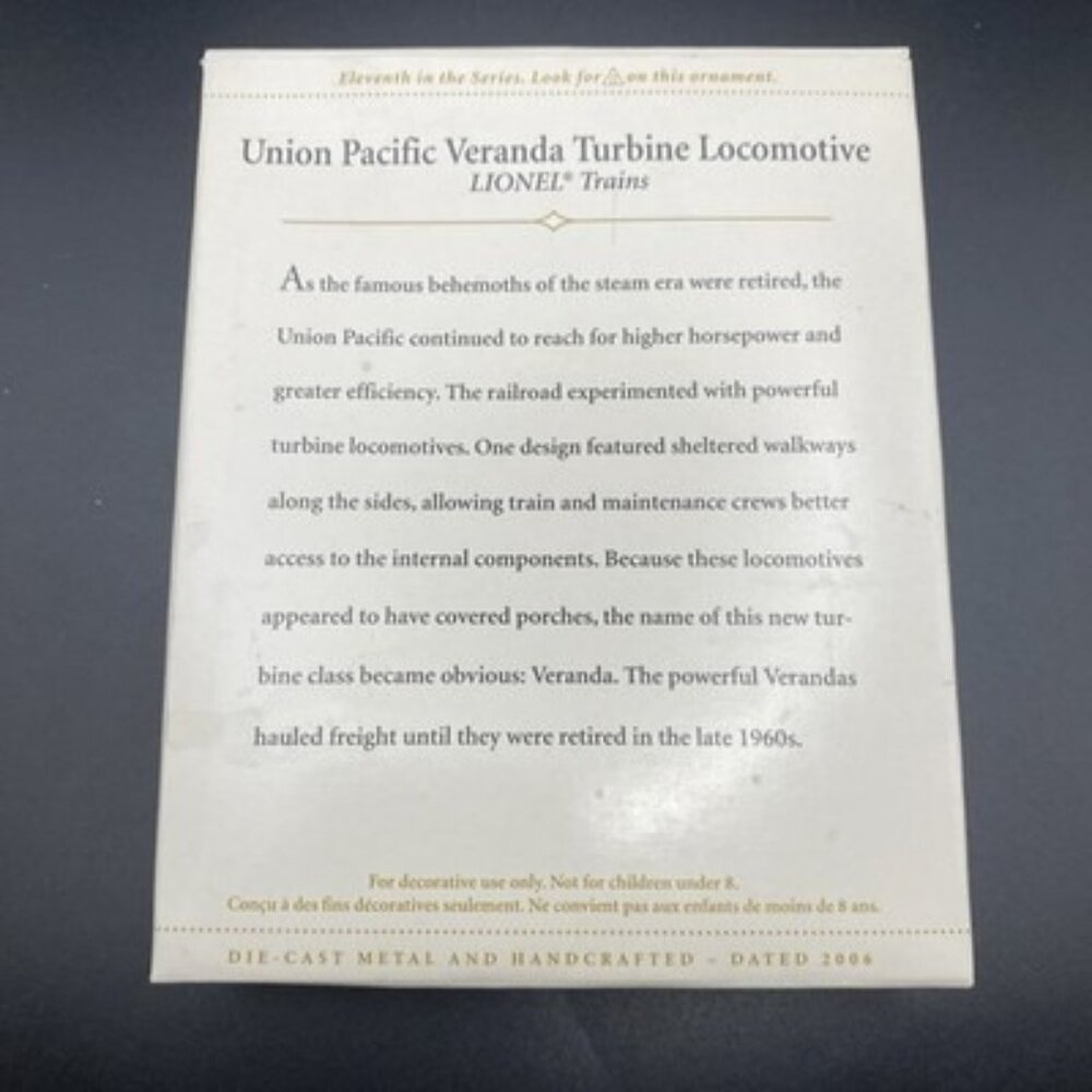 NIB Hallmark Lionel Union Pacific Veranda Turbine Locomotive 2006 Ornament - Picture 2 of 7